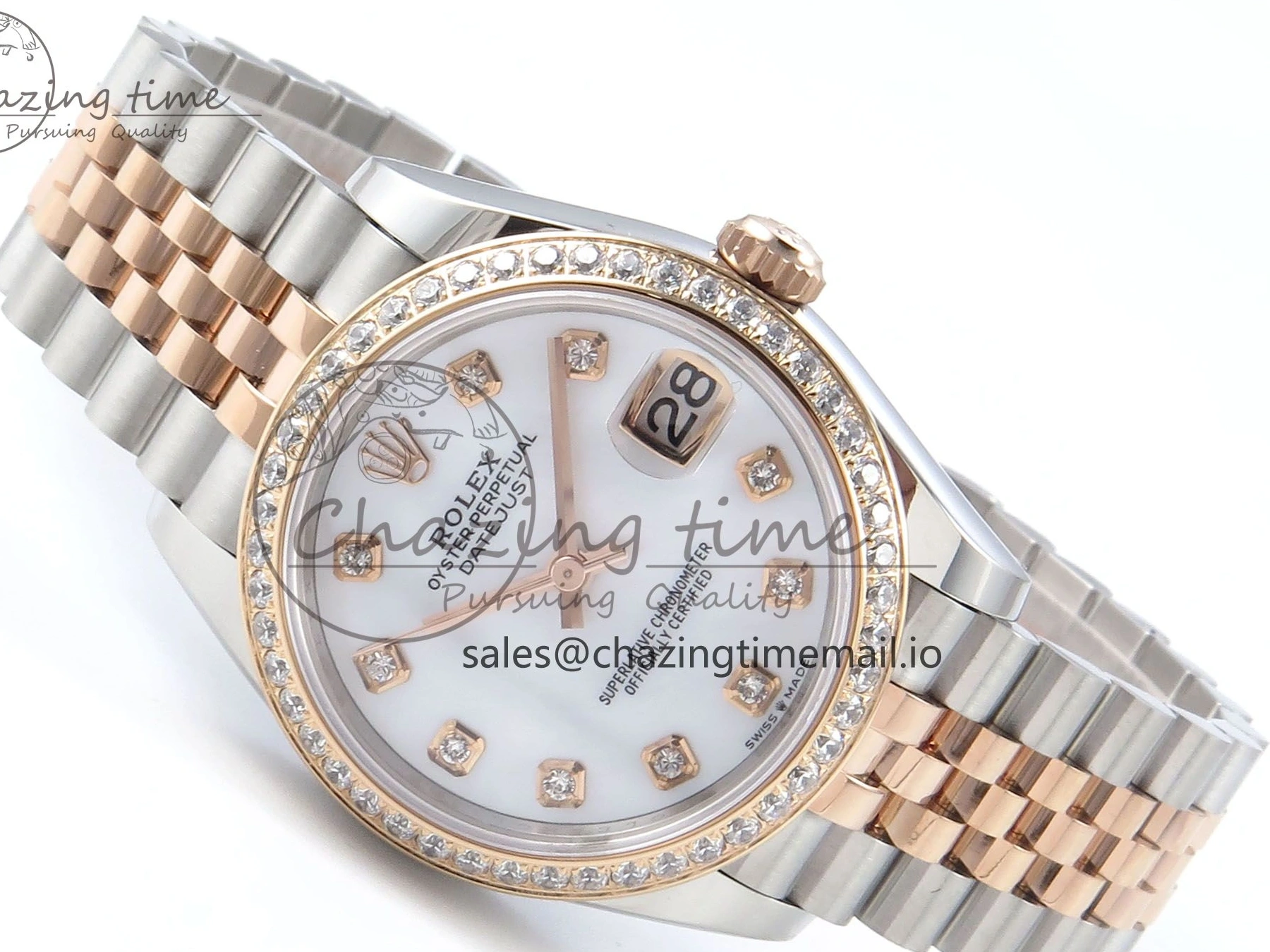 MiroTime 0324 DateJust 31 278381RBR ARF 1:1 Best Edition 904L Steel White Diamonds Dial Diamonds Bezel on SS RG Jubilee Bracelet ETA Versatile 392